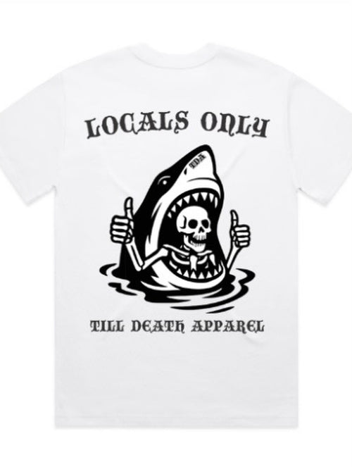 White LOCALS ONLY T-shirt, back graphic
