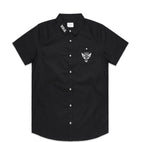 Black DOGTOWN button-up shirt, front