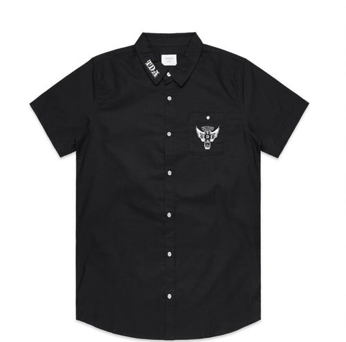Black DOGTOWN button-up shirt, front
