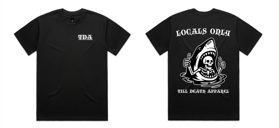 Black LOCALS ONLY T-shirt, front and back