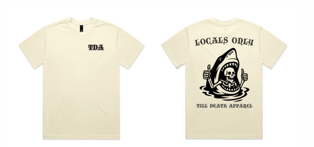 Butter LOCALS ONLY T-shirt, front and back